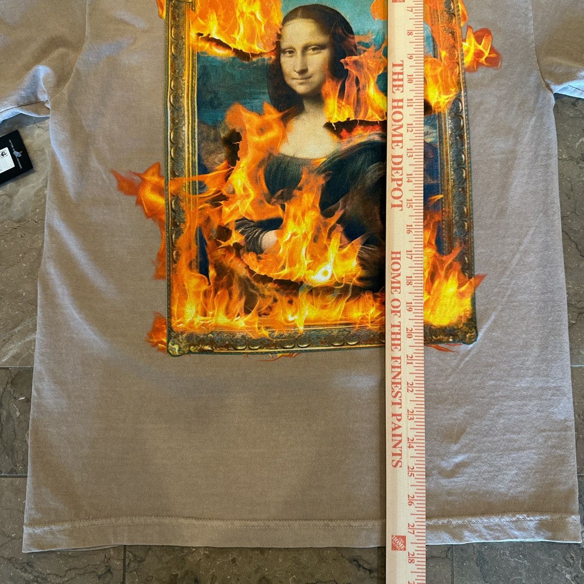Pleasures Pleasures Mona Lisa Fire Graphic T-Shirt – Tan / Beige – M Size US M / EU 48-50 / 2 - 7 Thumbnail