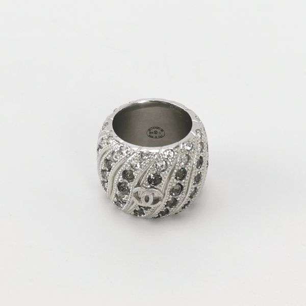 Chanel Chanel Crystal Double C Logo Wide Ring Size 14 -z2505 Size ONE SIZE - 2 Thumbnail