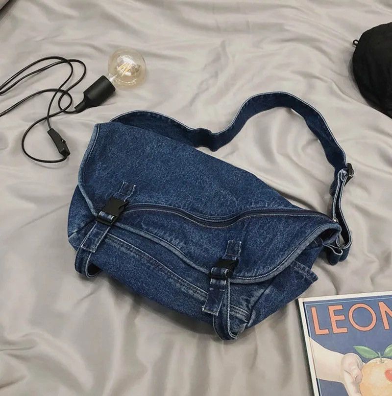 Japanese Brand Fashion denim messenger bag shoulder bag military y2k Size ONE SIZE - 3 Thumbnail