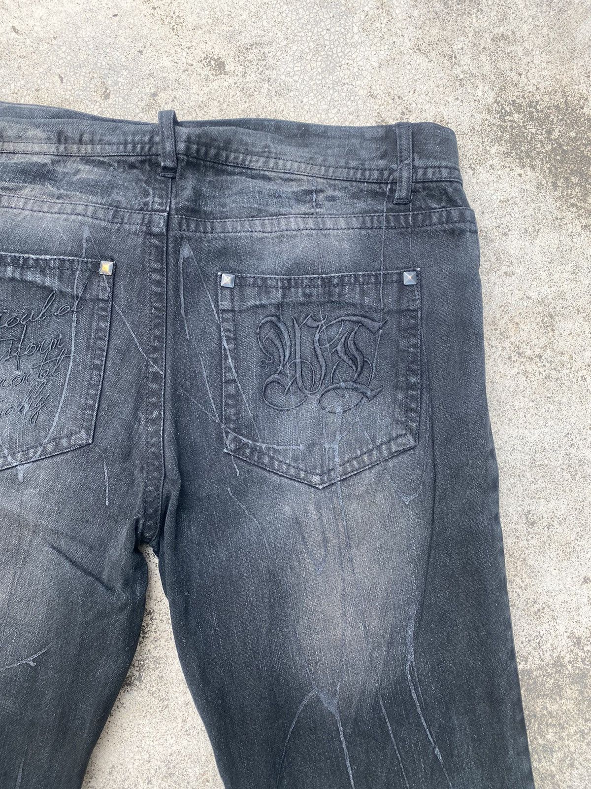 If Six Was Nine × Japanese Brand × Tornado Mart Flare Jeans Xfrm Clawmark Wax Studded Bootcut Size US 34 / EU 50 - 22 Thumbnail