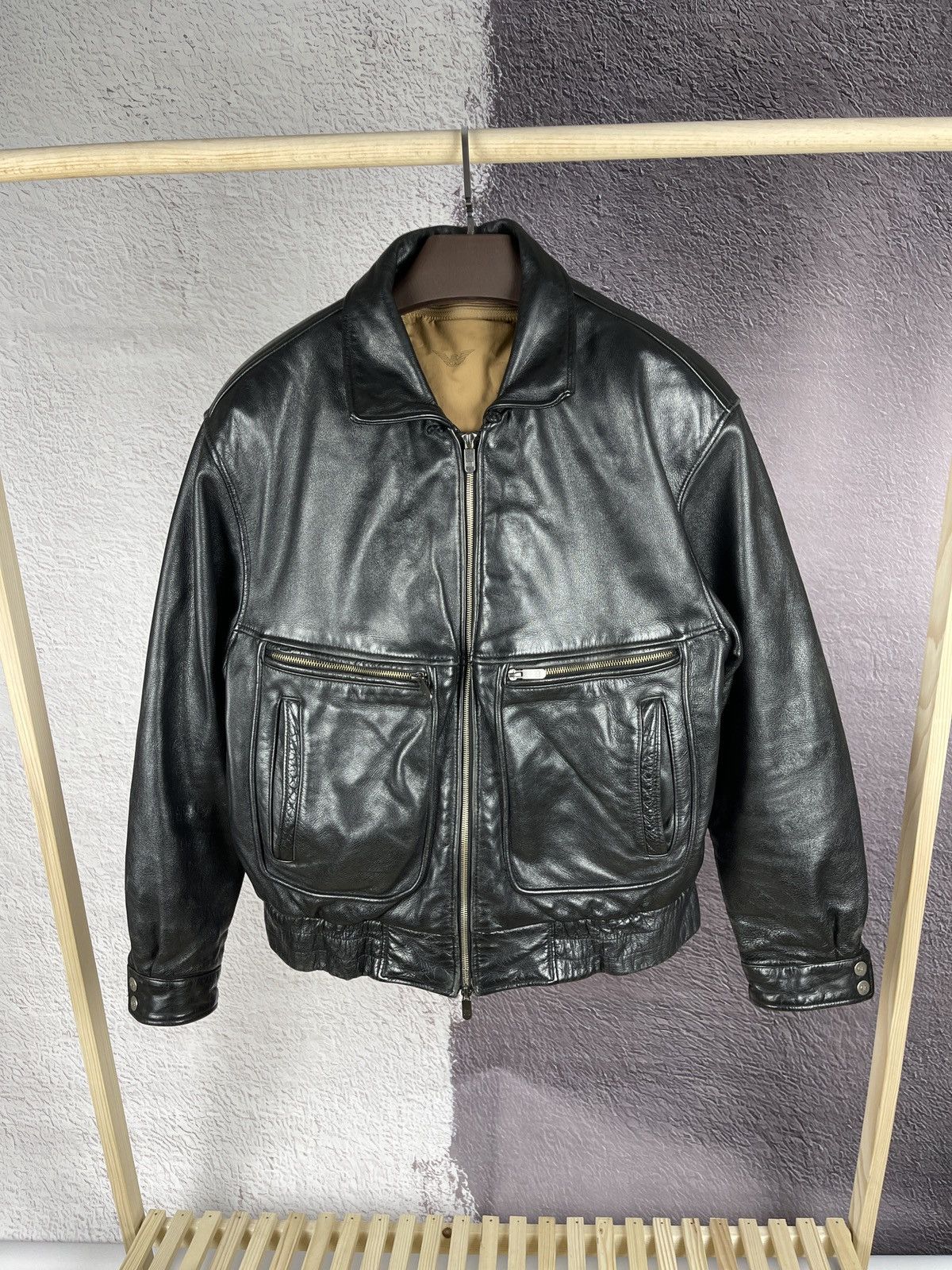 Vintage Emporio Armani autumn winter 97/98 vintage leather jacket | Grailed