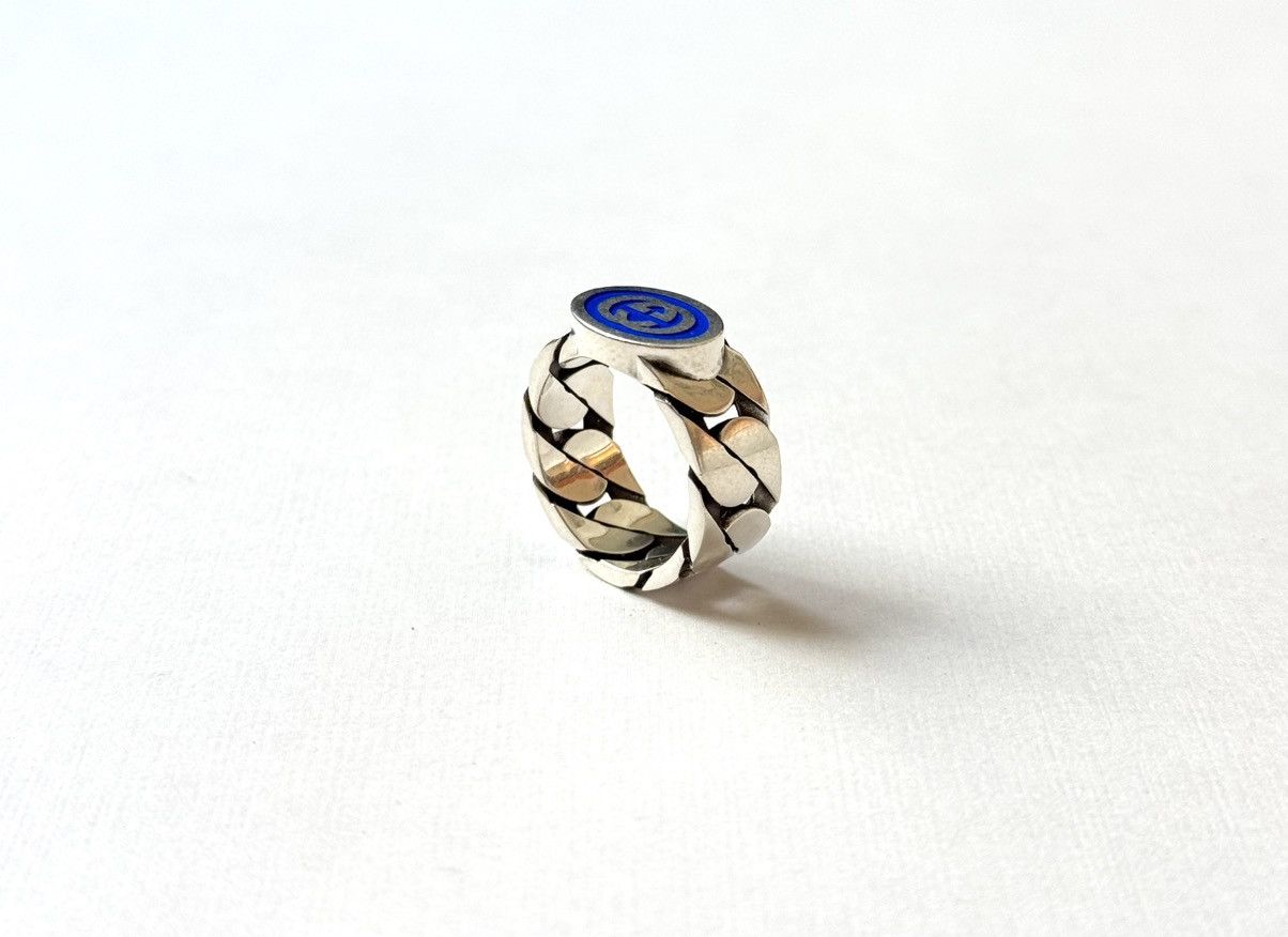Gucci Gucci .925 Silver Thick Chain Ring Blue Size ONE SIZE - 5 Thumbnail