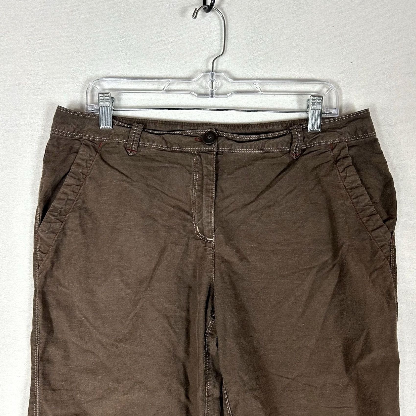 Marmot Marmot Capri Pants Women's 10 Hemp & Organic Cotton Fabric Draw String Hem Brown Size 32" / US 10 / IT 46 - 2 Thumbnail