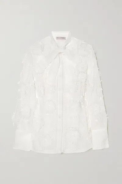 Valentino o1y0326 Silk Shirt in White Size M / US 6-8 / IT 42-44 - 1 Thumbnail