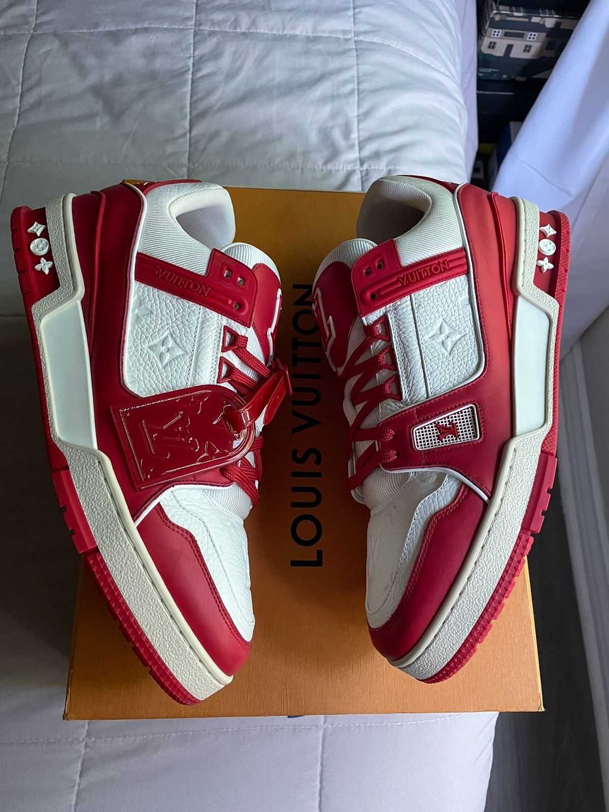 Louis-Vuitton Trainer Virgil Product Red Sneakers Red White Size 10 LV 10US