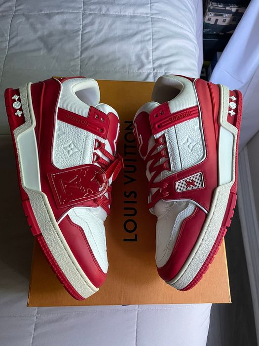 Louis Vuitton x Supreme - Authenticated Trainer - Leather Red Plain for Men, Very Good Condition