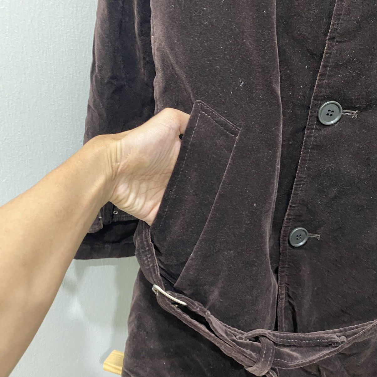 PPFM PPFM Japanese Brand Vintage Multi Belted Velvet Trench Coat Size US M / EU 48-50 / 2 - 11 Thumbnail