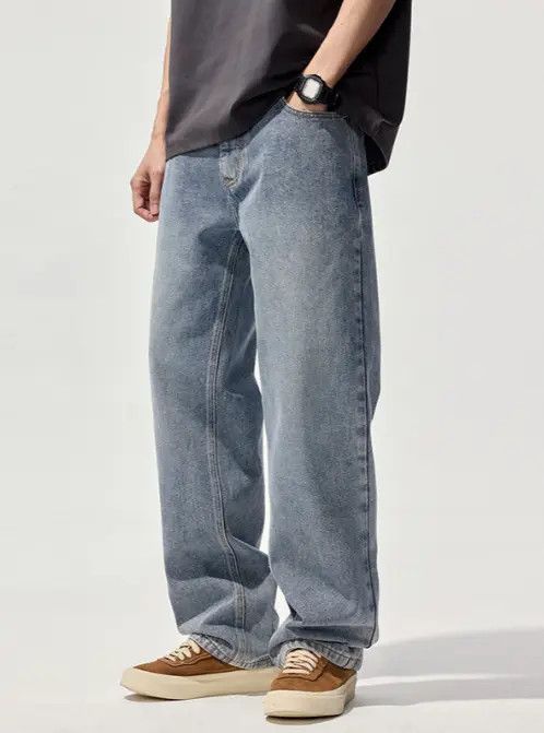 Japanese Brand VIBE Men's retro distressed washed all-match straight jeans Size US 32 / EU 48 - 2 Thumbnail