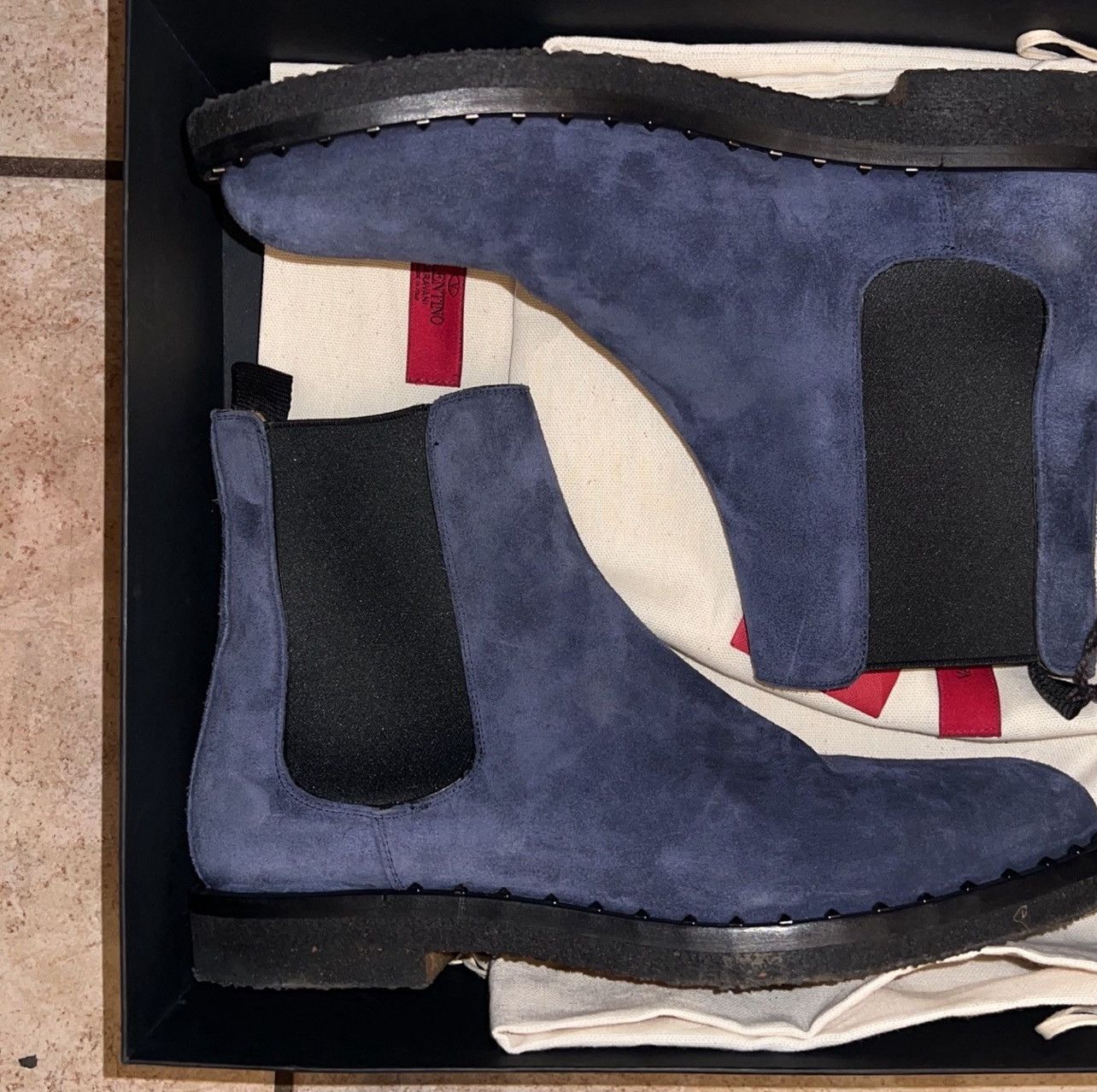 Valentino Valentino Navy Blue Suede Boots/Shoes Size US 9.5 / EU 42-43 - 10 Thumbnail