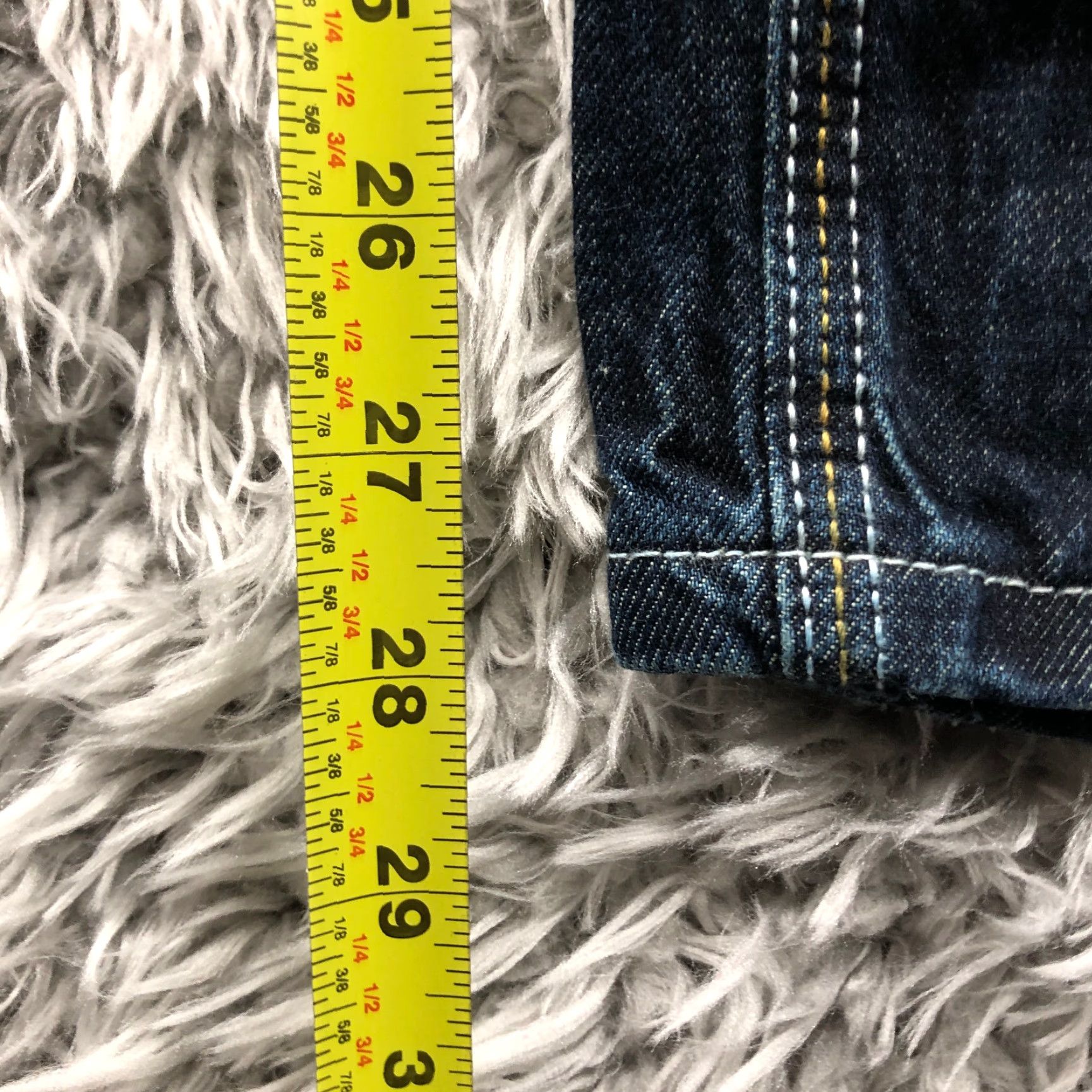 Denime Wear Jeans Mens Slim Straight Leg Dark Wash Blue Denim 29 in Rise Mid 5-Pocket Belt Loops Cotton Blend Jeans Wear Brand XS? Size US 29 - 3 Thumbnail