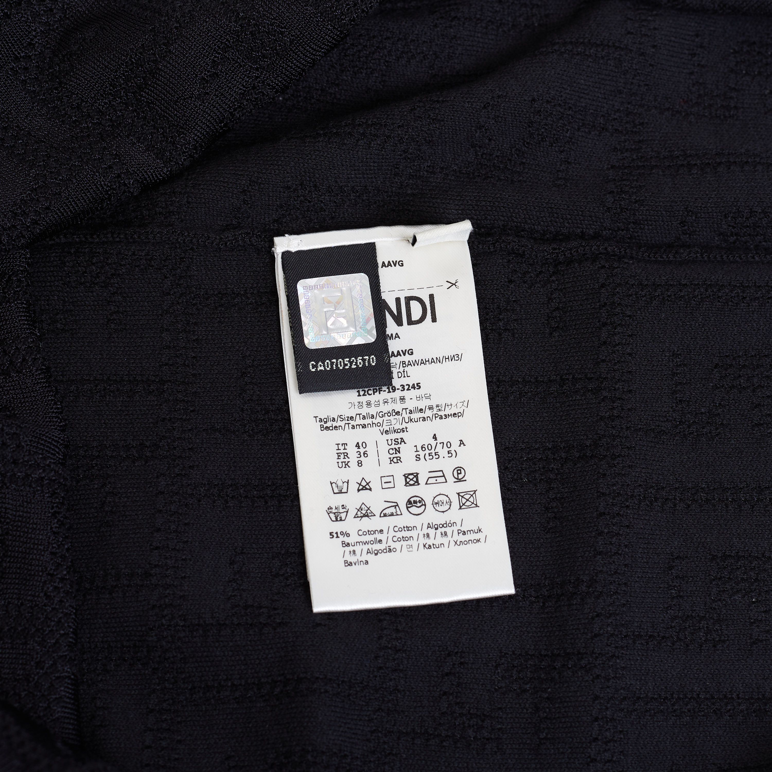 Fendi Black Midi Skirt With FF Motif Inlay Size XS / US 0-2 / IT 36-38 - 7 Thumbnail