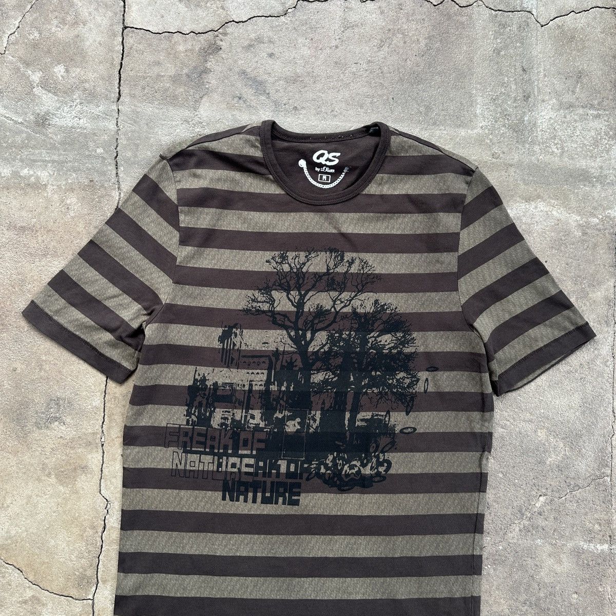 Japanese Brand QS Japanese Stripe Brown Printed Tee Size US M / EU 48-50 / 2 - 3 Thumbnail