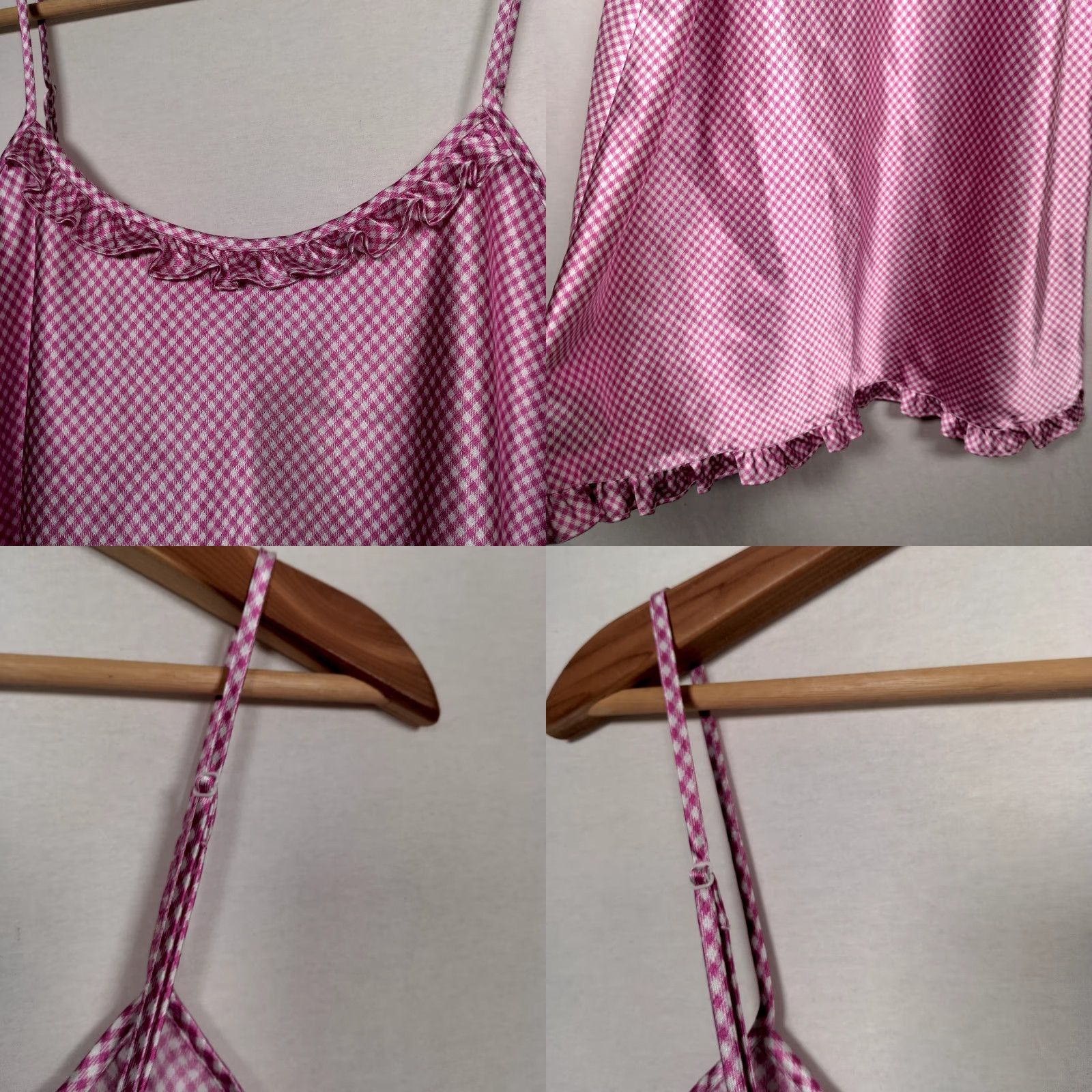 Vintage Jaclyn Smith Nightgown Large Purple White Gingham Check Plaid Chemise Satin Sleeveless Pullover Scoop Neck Women Nightgown XS? Size ONE SIZE - 9 Thumbnail
