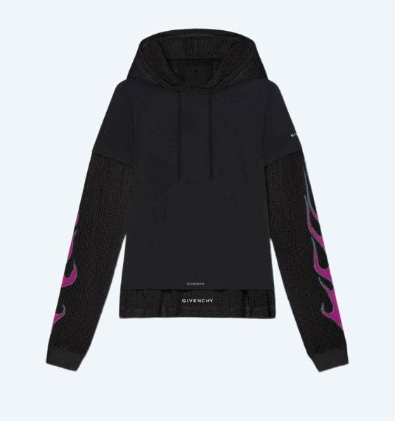 Givenchy o1gr1nt0125 Overlapped Hooded Cotton & Mesh T-Shirt Size US S / EU 44-46 / 1 - 1 Thumbnail
