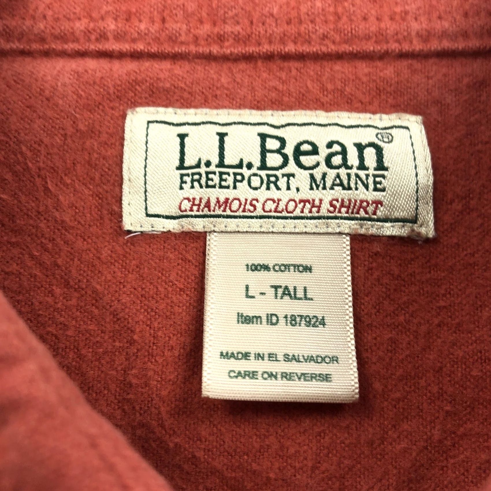 Vintage VINTAGE L.L.Bean Shirt Chamois Cloth Button-Down Long Sleeve Orange Mens Large Tall Shirt Size US L / EU 52-54 / 3 - 3 Thumbnail