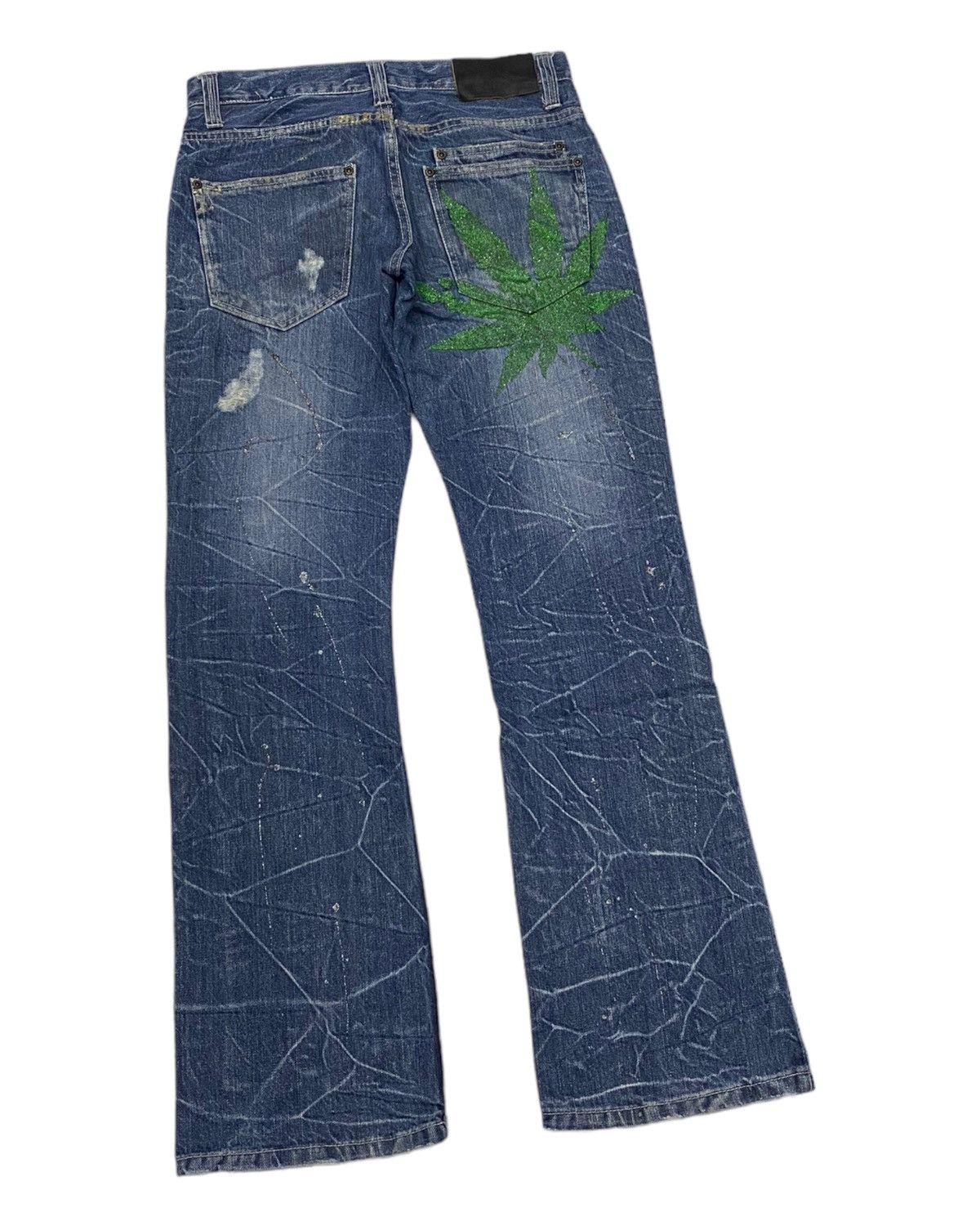 If Six Was Nine × Le Grande Bleu (L.G.B.) × Tornado Mart 🔥TORNADO MART FLARE JEANS DISTRESS CUSTOM MADE DENIM JEANS Size US 30 / EU 46 - 4 Thumbnail
