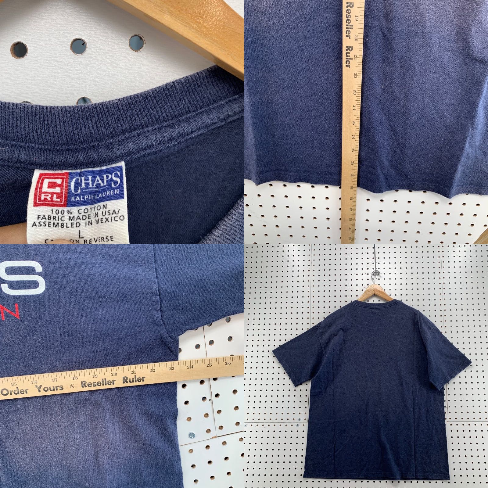 Chaps Vintage Chaps Ralph Lauren Shirt Mens L Navy USA flag Short Sleeve Crew Neck 23X29 Cotton Blend T-Shirt Size US L / EU 52-54 / 3 - 8 Thumbnail