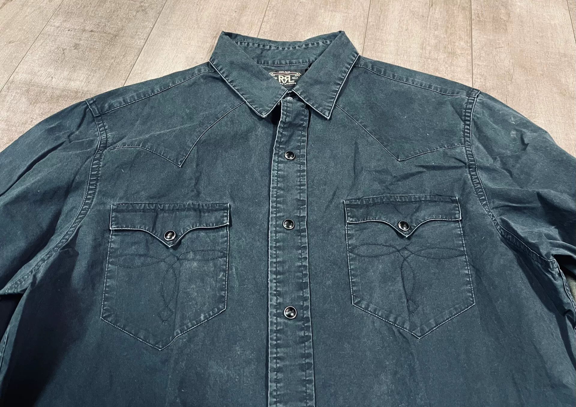 RRL Ralph Lauren RRL Charcoal Gemstone Button Shirt Size US M / EU 48-50 / 2 - 1 Thumbnail