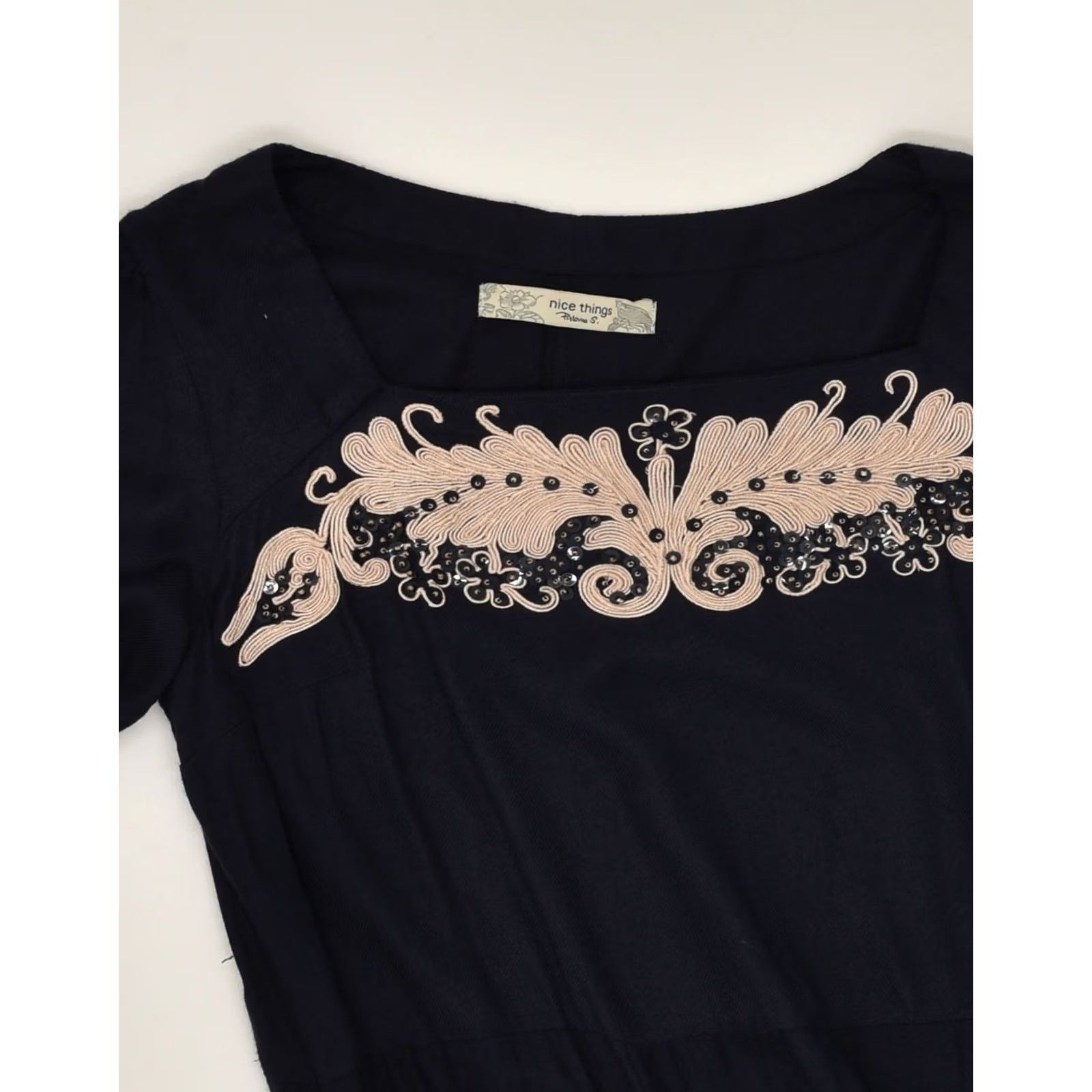 Vintage VINTAGE Womens Tunic Dress UK 12 Medium Navy Blue Polyester Size M / US 6-8 / IT 42-44 - 3 Thumbnail