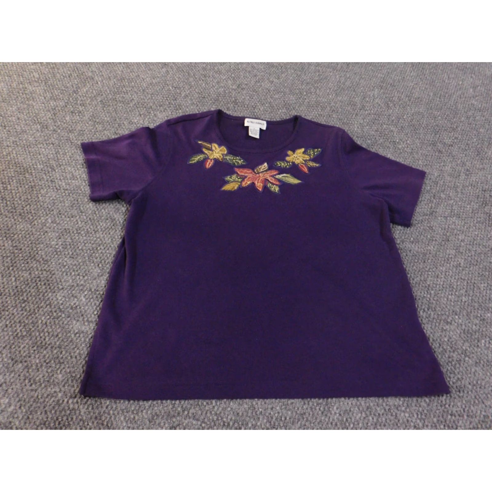 Vintage Alfred Dunner Sweater Pullover Womens Medium Purple Knit Raglan Short Sleeve Crew Neck Stretch Modern Casual Size M / US 6-8 / IT 42-44 - 3 Thumbnail