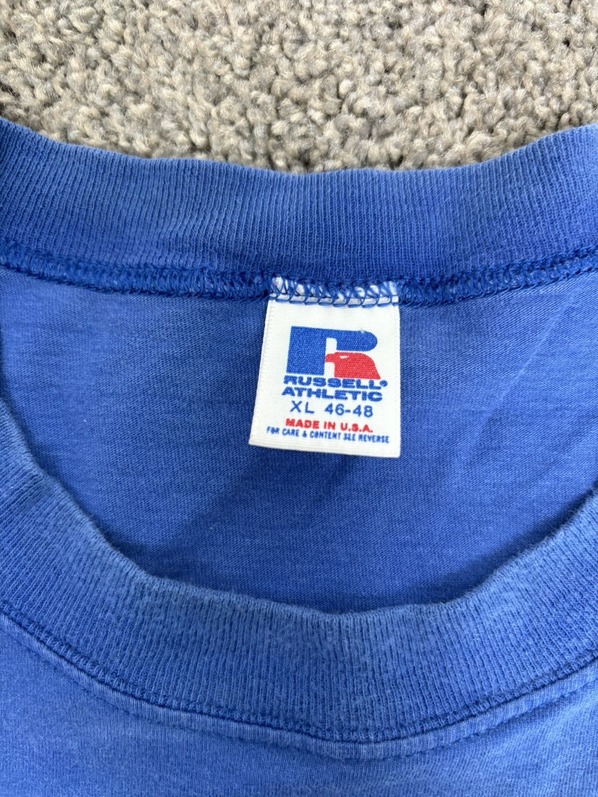 Russell Athletic × Vintage Vintage 90s made in usa russell athletic blue pocket tshirt Size US XL / EU 56 / 4 - 4 Thumbnail