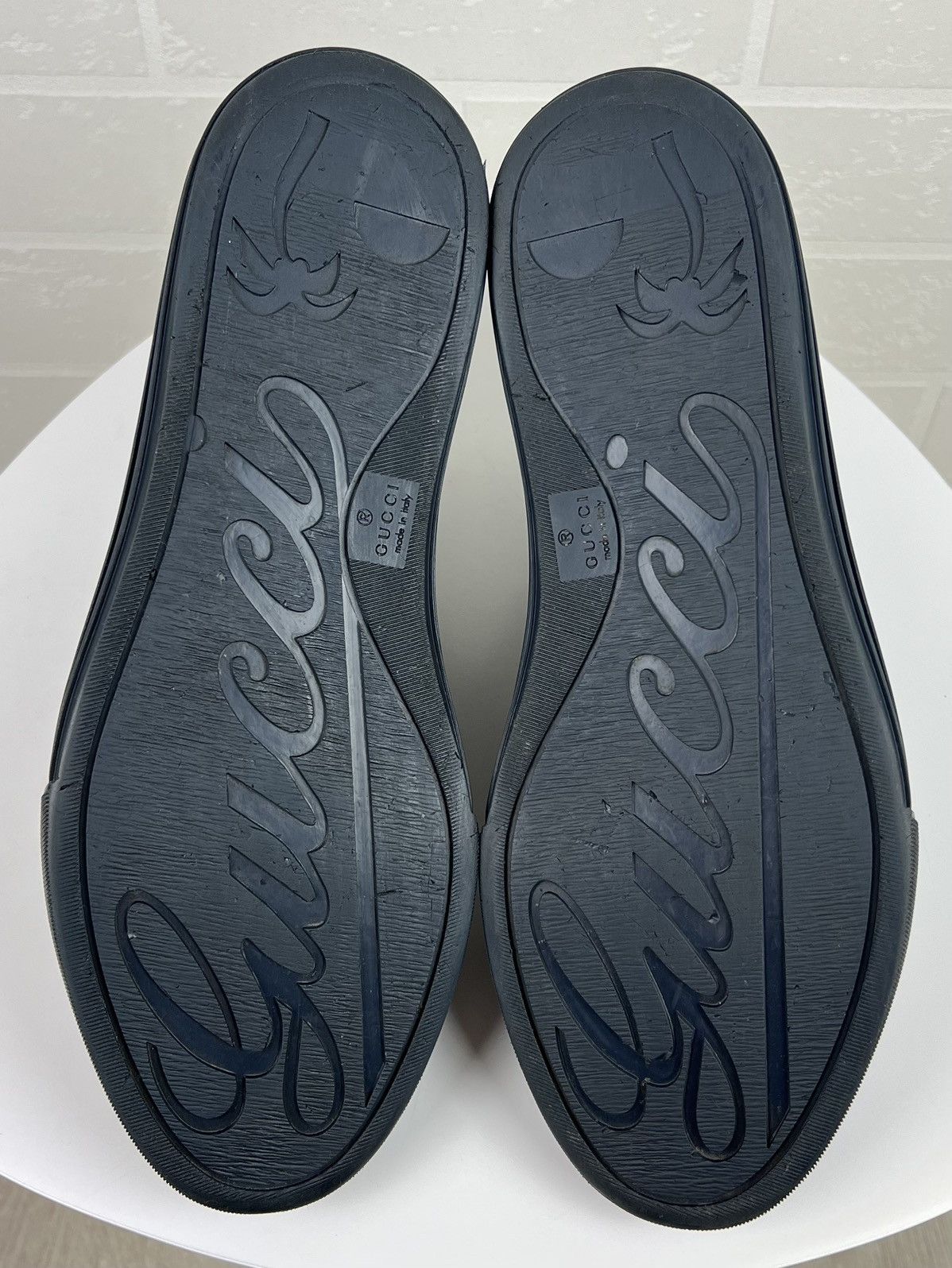 Gucci GUCCI Sneakers Hi Top Leather GG Monogram Canvas Navy Men's Size US 8.5 / EU 41-42 - 13 Thumbnail
