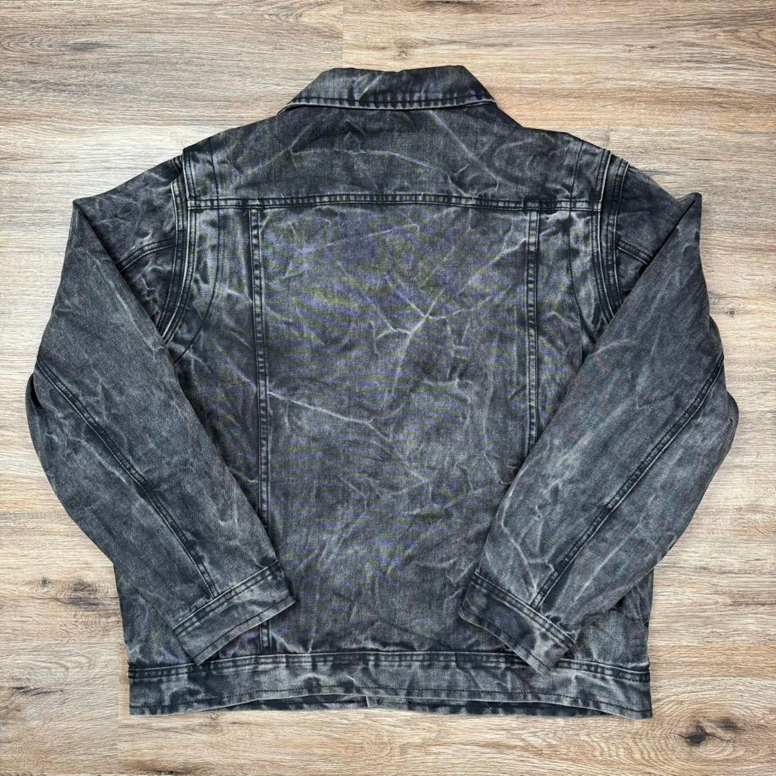 Rocawear Vintage 90s rocawear black marbled denim distressed jacket Size US L / EU 52-54 / 3 - 3 Thumbnail
