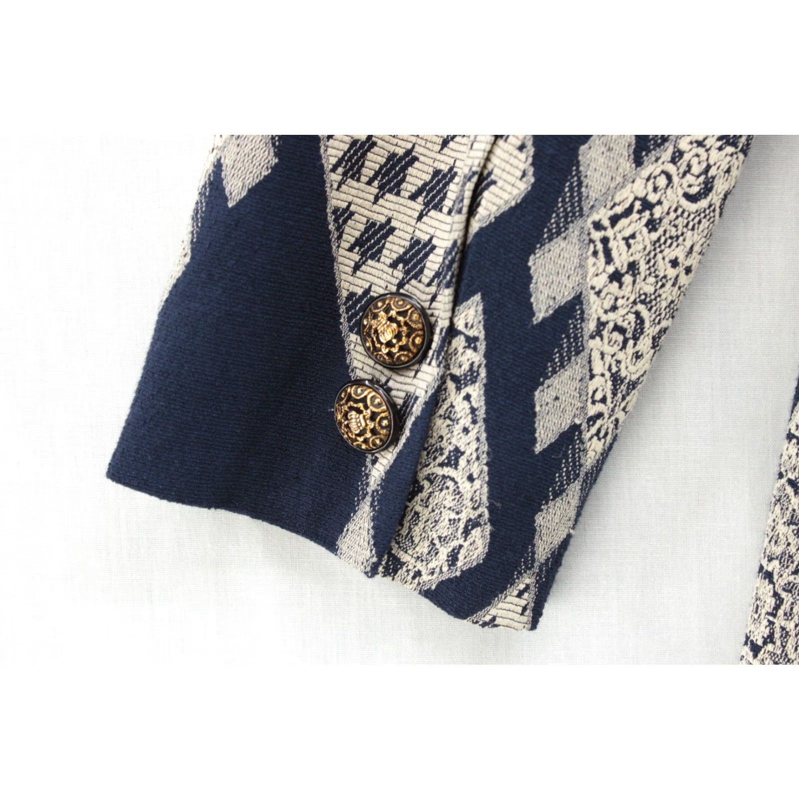 Vintage VINTAGE J Paik Blazer Women's Sport Coat Diamond Pattern Blue Medium 80s 90s Notch 4-Button Size M / US 6-8 / IT 42-44 - 6 Thumbnail