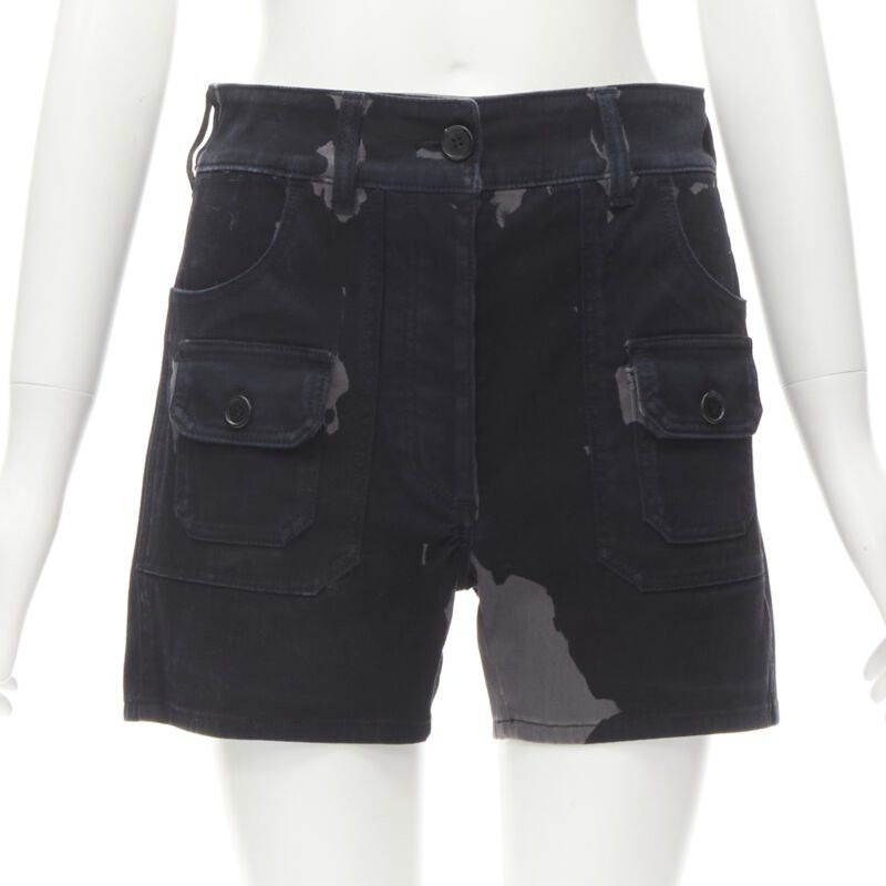 Prada PRADA black grey camo denim triangle logo cargo pocket shorts IT36 XS Size 25" / US 0 / IT 36 - 1 Thumbnail