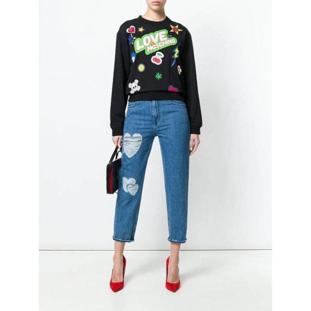 Love Moschino Love Moschino Heart Patch High Rise Straight Jeans 26 Blue Size 28" / US 6 / IT 42 - 1 Thumbnail