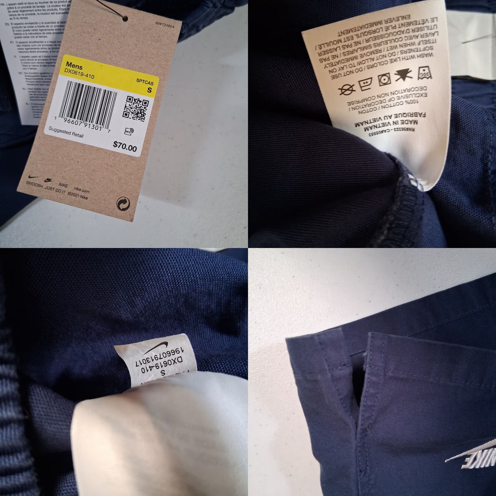 Nike Nike Club Shorts Men Small Twill Casual Logo Swoosh Blue Twill Shorts 5.5" Inseam Regular Fit Cotton Vietnam DX0619-410 Size US 29 - 9 Thumbnail