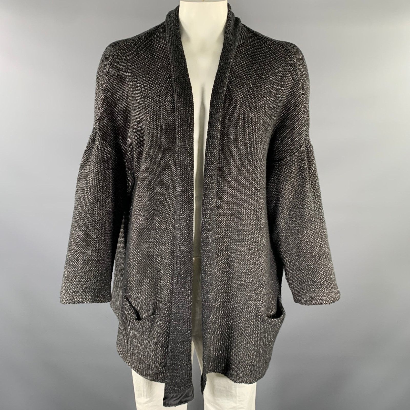 John Elliott JOHN ELLIOTT XL Grey Black Knit Linen Cotton Cape Cardigan Size US XL / EU 56 / 4 - 1 Thumbnail
