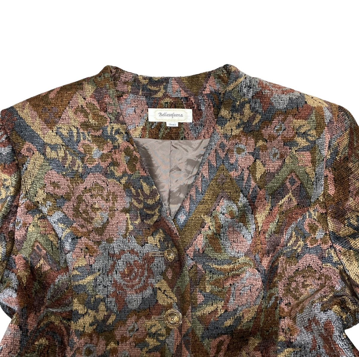 Designer × Japanese Brand × Vintage Vintage Bellesafeena Floral Carpet Blazer/Jacket Size S / US 4 / IT 40 - 11 Thumbnail