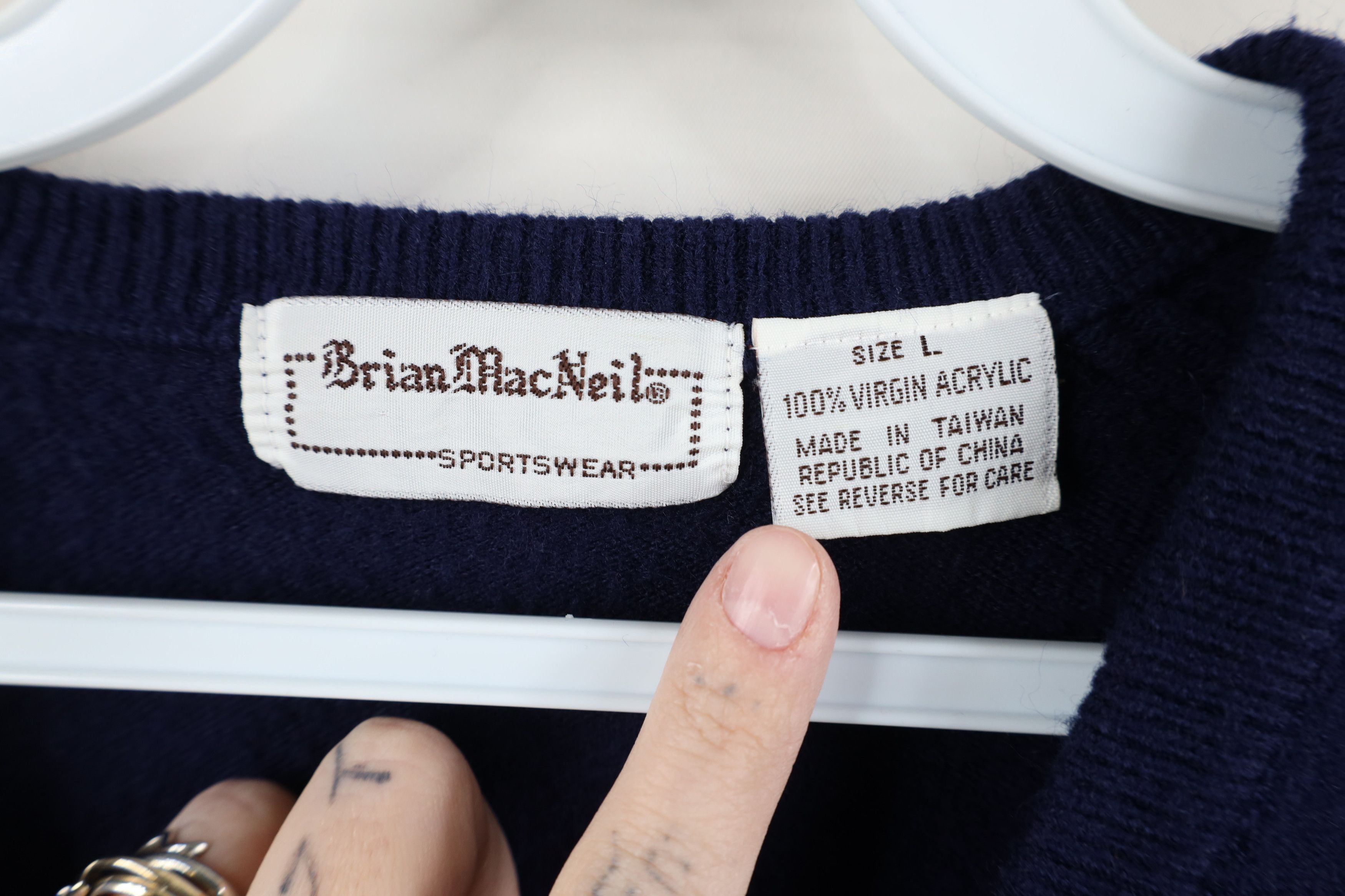 Vintage Vintage 70s Streetwear Stitch Basketball Knit Sweater Blue Size L / US 10 / IT 46 - 7 Thumbnail