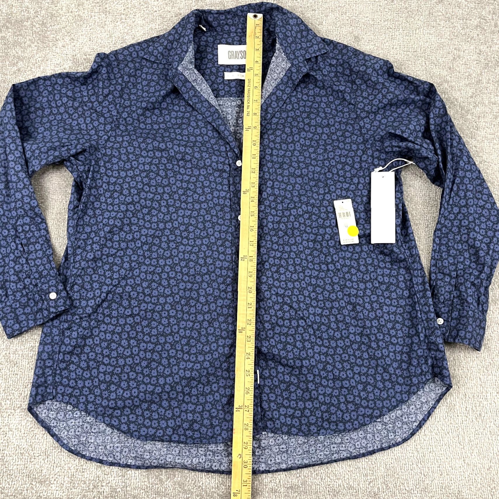Vintage Grayson Floral Button-Up Blouse Womens XL Blue Long Sleeve Casual Workwear Size XL / US 12-14 / IT 48-50 - 6 Thumbnail