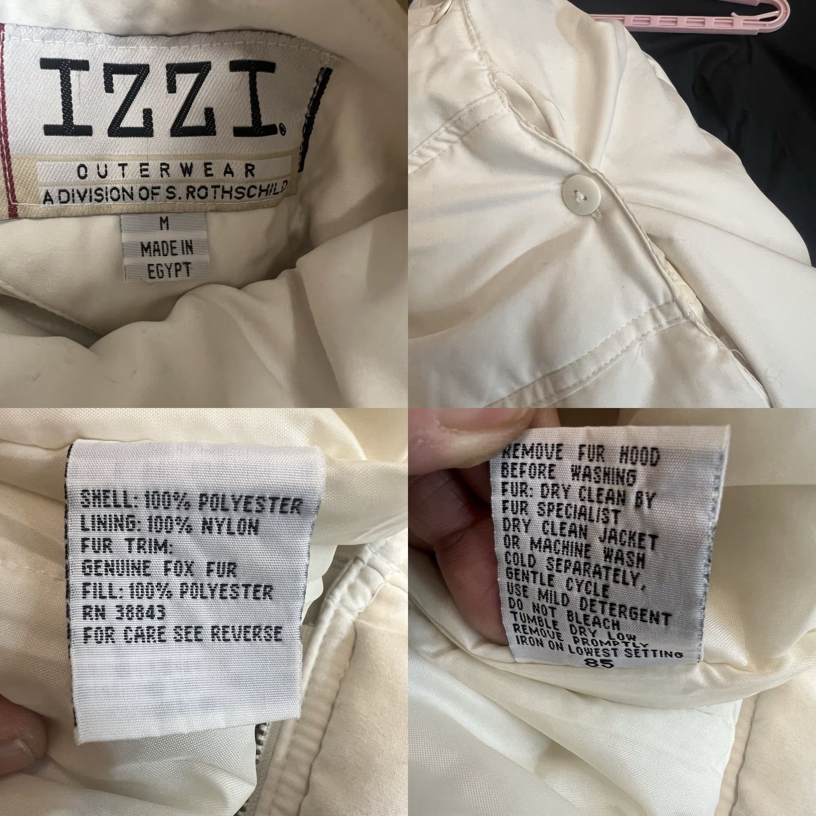 Vintage IZZI Fox Fur Detachable Hooded Parka Jacket Womens M Ivory Fox Size M / US 6-8 / IT 42-44 - 8 Thumbnail