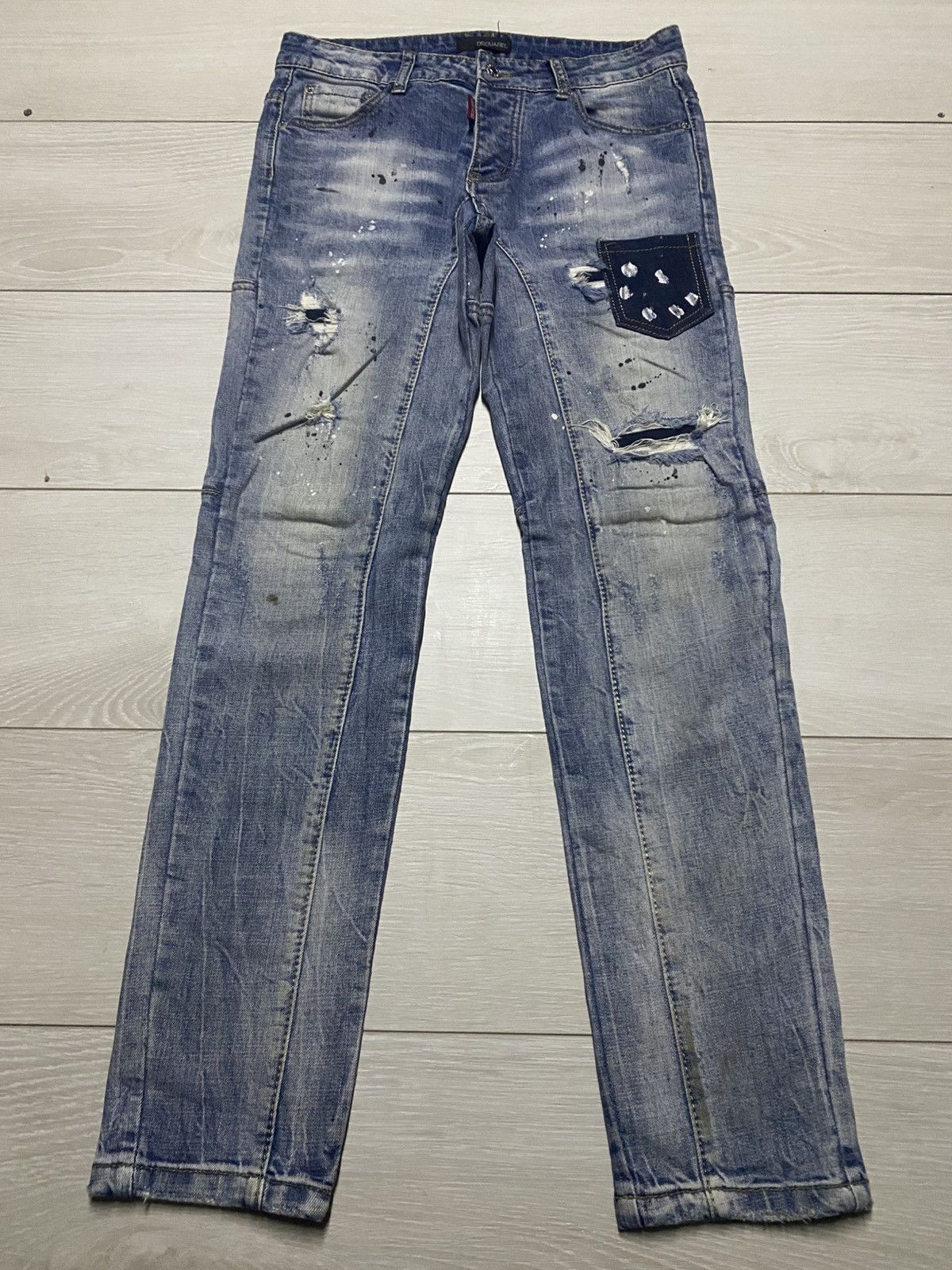 Dsquared2 Vintage DSquared Patches Distressed Amiri Style Skinny Jeans Size US 30 / EU 46 - 1 Thumbnail