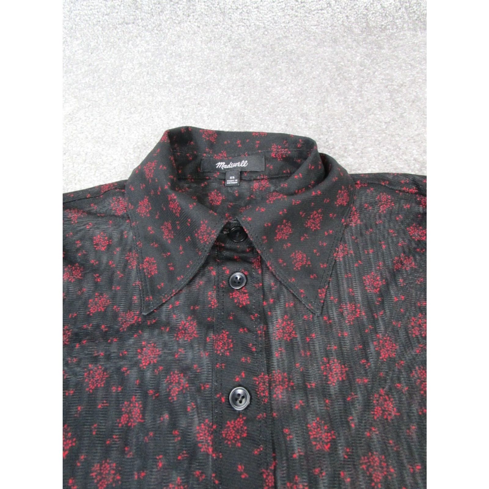 Madewell Madewell Shirt Womens XS Black Red Floral Button Up Blouse Size XS / US 0-2 / IT 36-38 - 2 Thumbnail