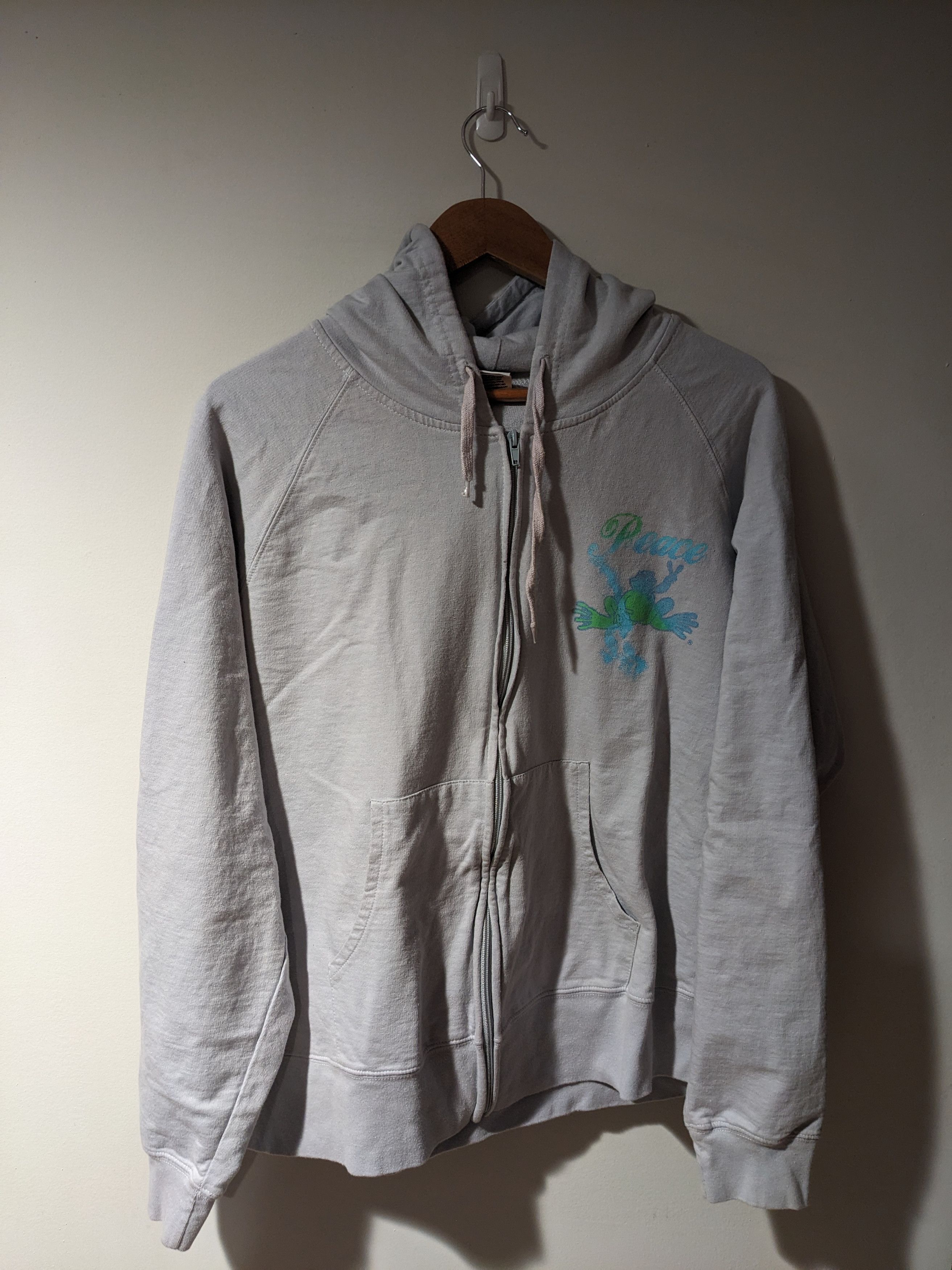 Designer × Vintage Vintage Y2K Peace Frogs Animal Nature Large Full Zip Hoodie Size L / US 10 / IT 46 - 3 Thumbnail