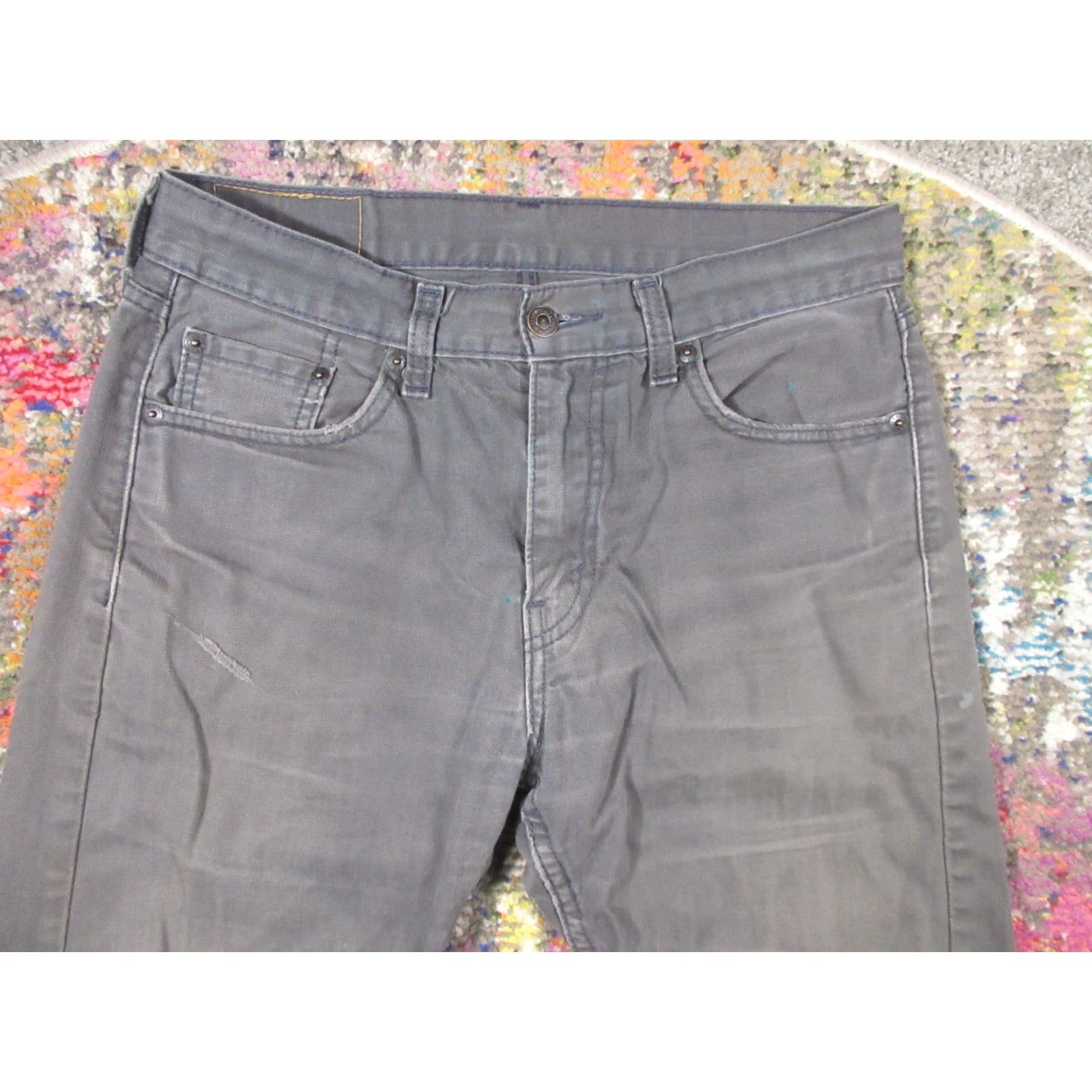 Levi's Levi's 505 Jeans Mens 30x32 Gray Denim Regular Fit Straight Leg Regular Waist Zip Closure 5-Pocket Distressed Comfortable Cotton Leather Logo Accent Size US 30 / EU 46 - 3 Thumbnail