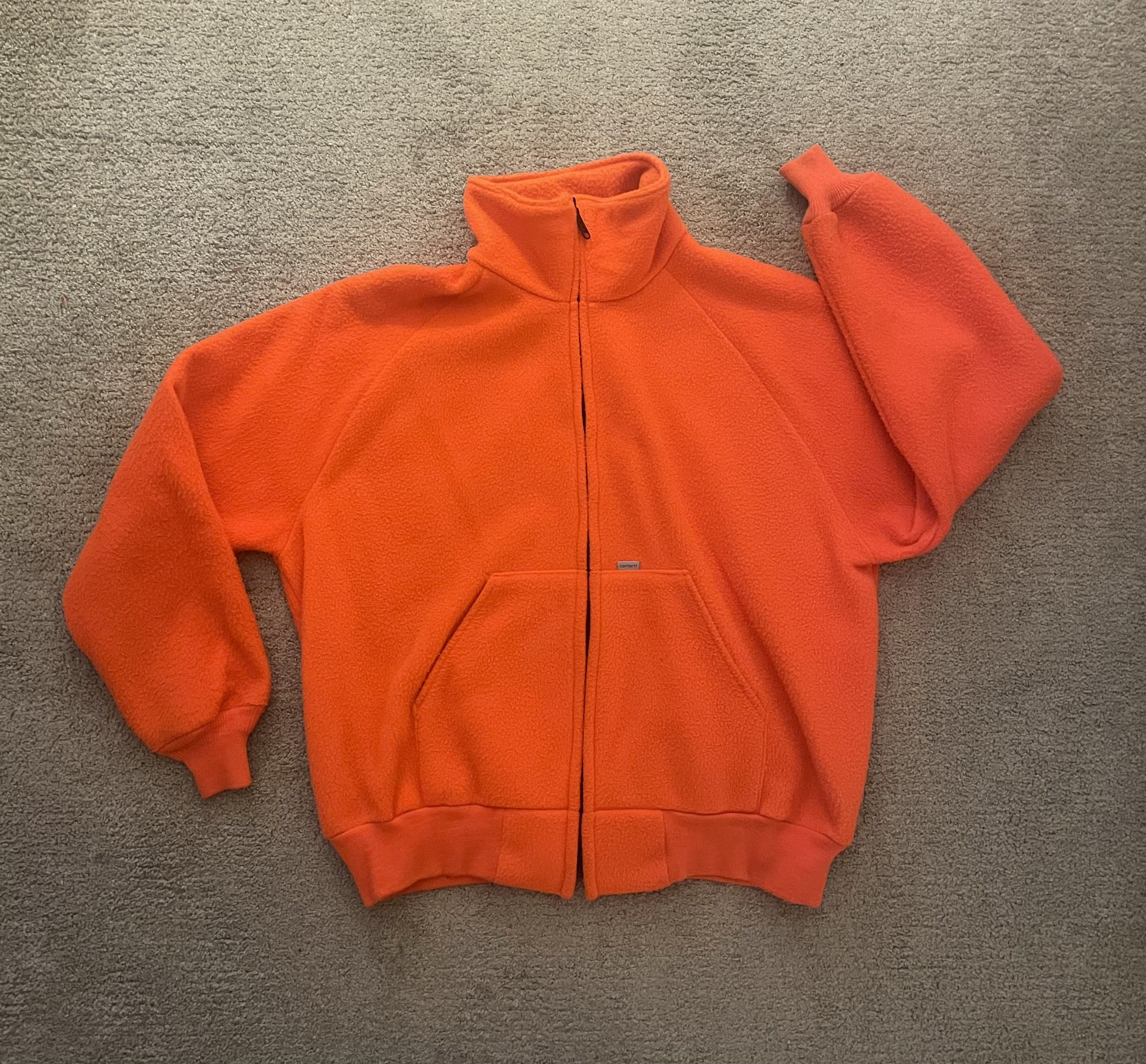 image of Vintage Carhartt Zip Up Fleece Jacket in Orange, Men's (Size XL)