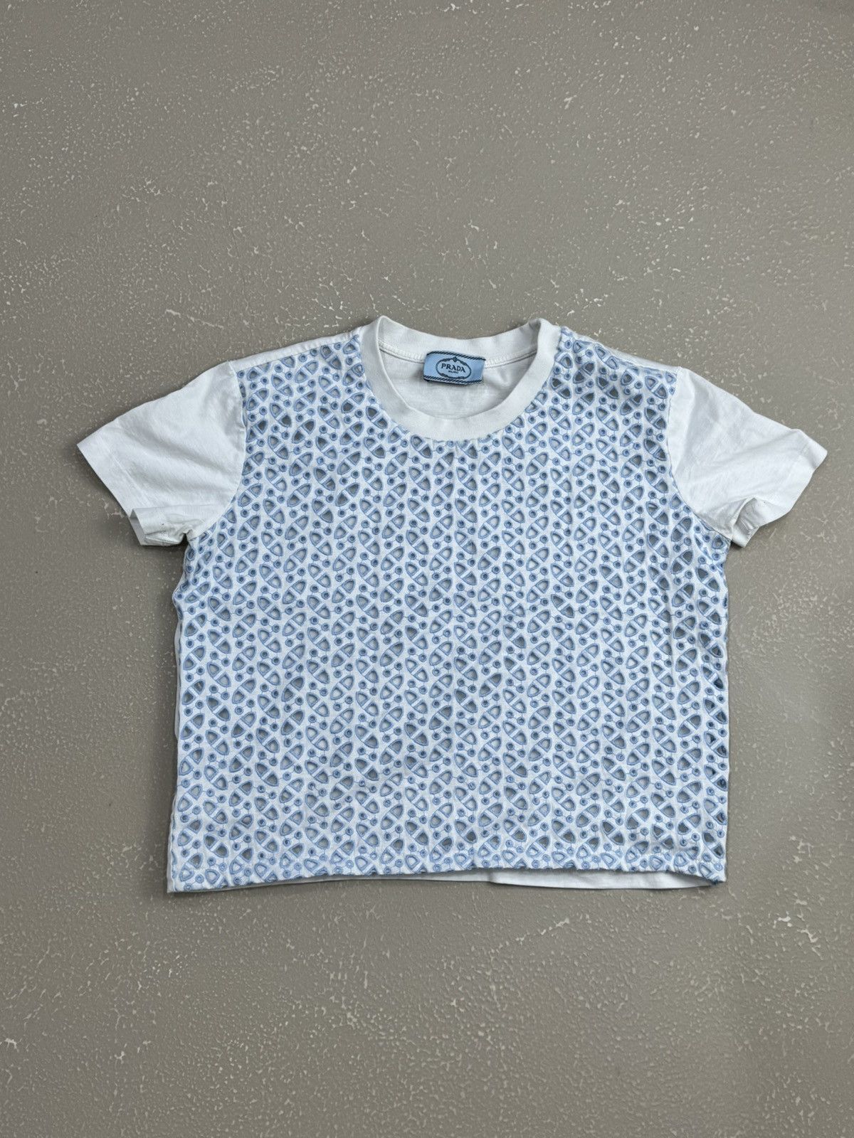Prada PRADA Classic casual mesh White boxy T-Shirt no tab Size XS / US 0-2 / IT 36-38 - 1 Thumbnail