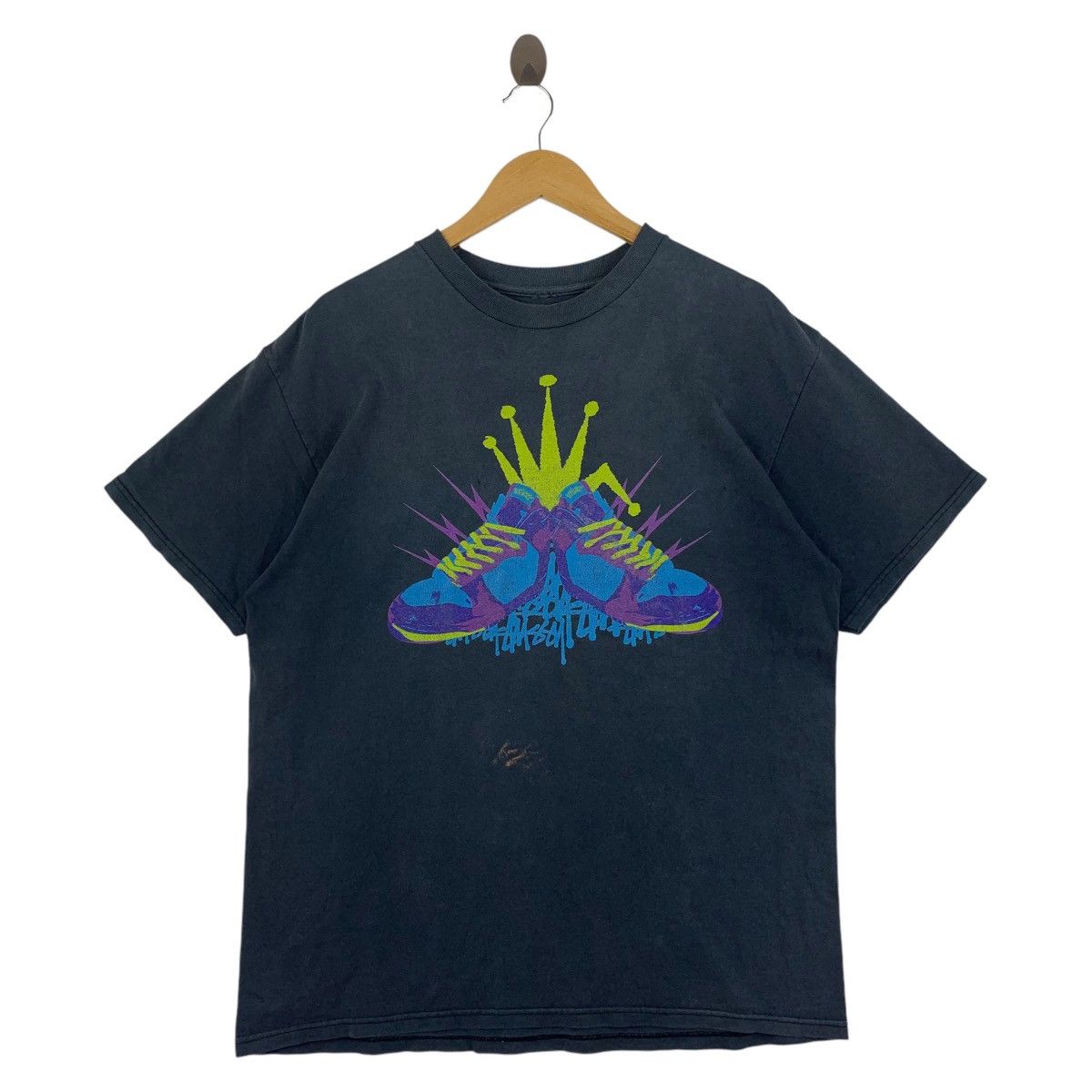 Stussy × Vintage Vintage 90s STUSSY sneakers big printed streetwear tee Size US L / EU 52-54 / 3 - 1 Thumbnail