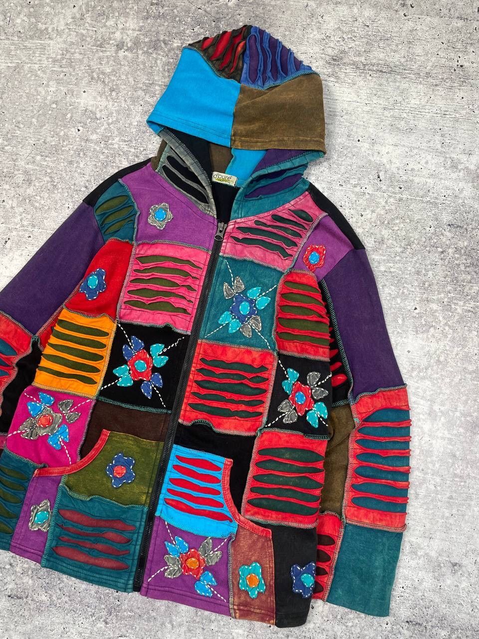 If Six Was Nine Vintage Nepal Style Patchwork Zip Up Hoodie Y2K Size US M / EU 48-50 / 2 - 3 Thumbnail