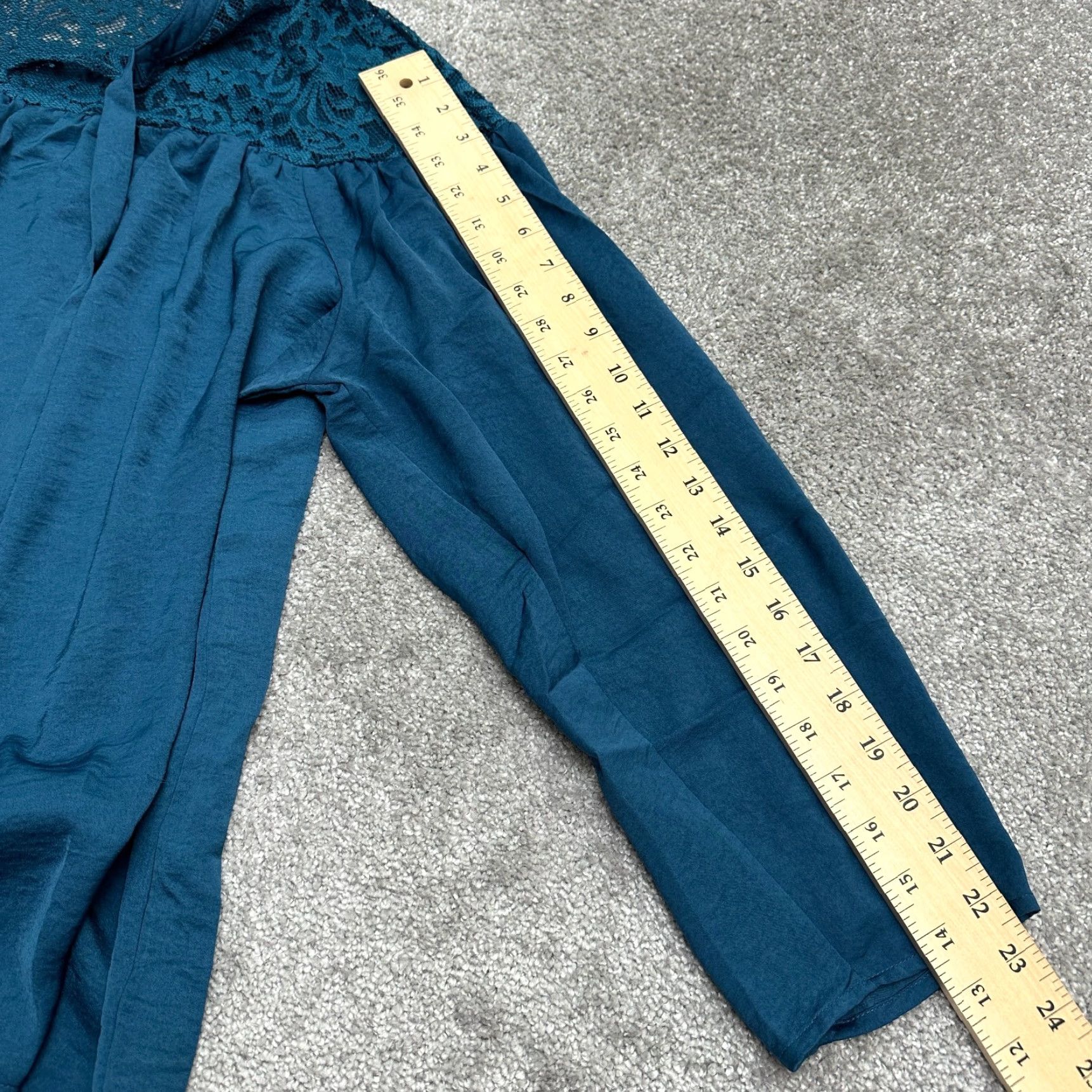 Vintage Lane Bryant Blouse Tunic Womens 18 Teal Blue Lace Long Sleeve Tie Front Casual Shirt Size XXL / US 16-18 / IT 52-54 - 7 Thumbnail
