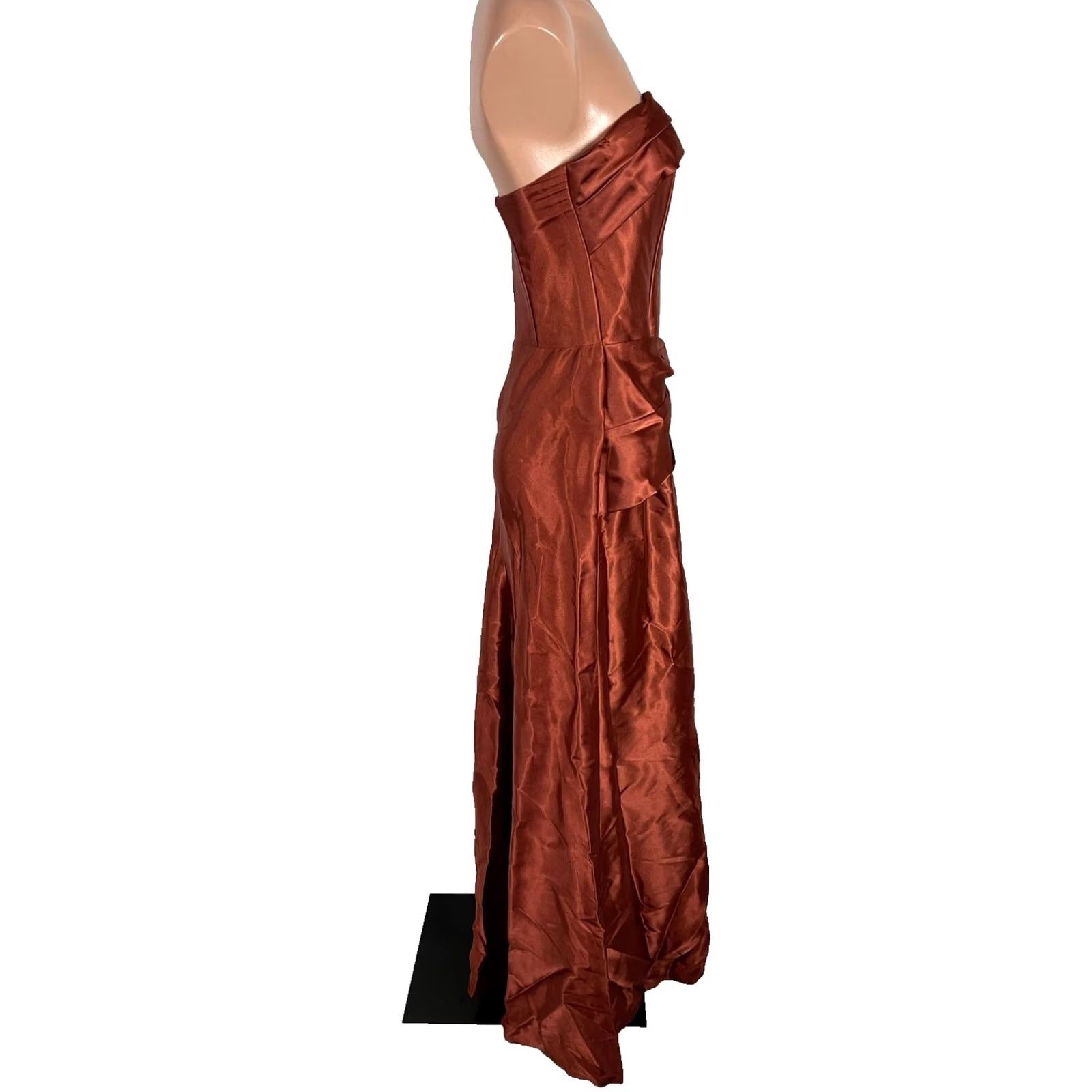 Jessica McClintock VINTAGE Jessica McClintock Dress Womens 8 copper Vtg 80s Strapless Satin Fit Flare Party Prom Size M / US 6-8 / IT 42-44 - 6 Thumbnail