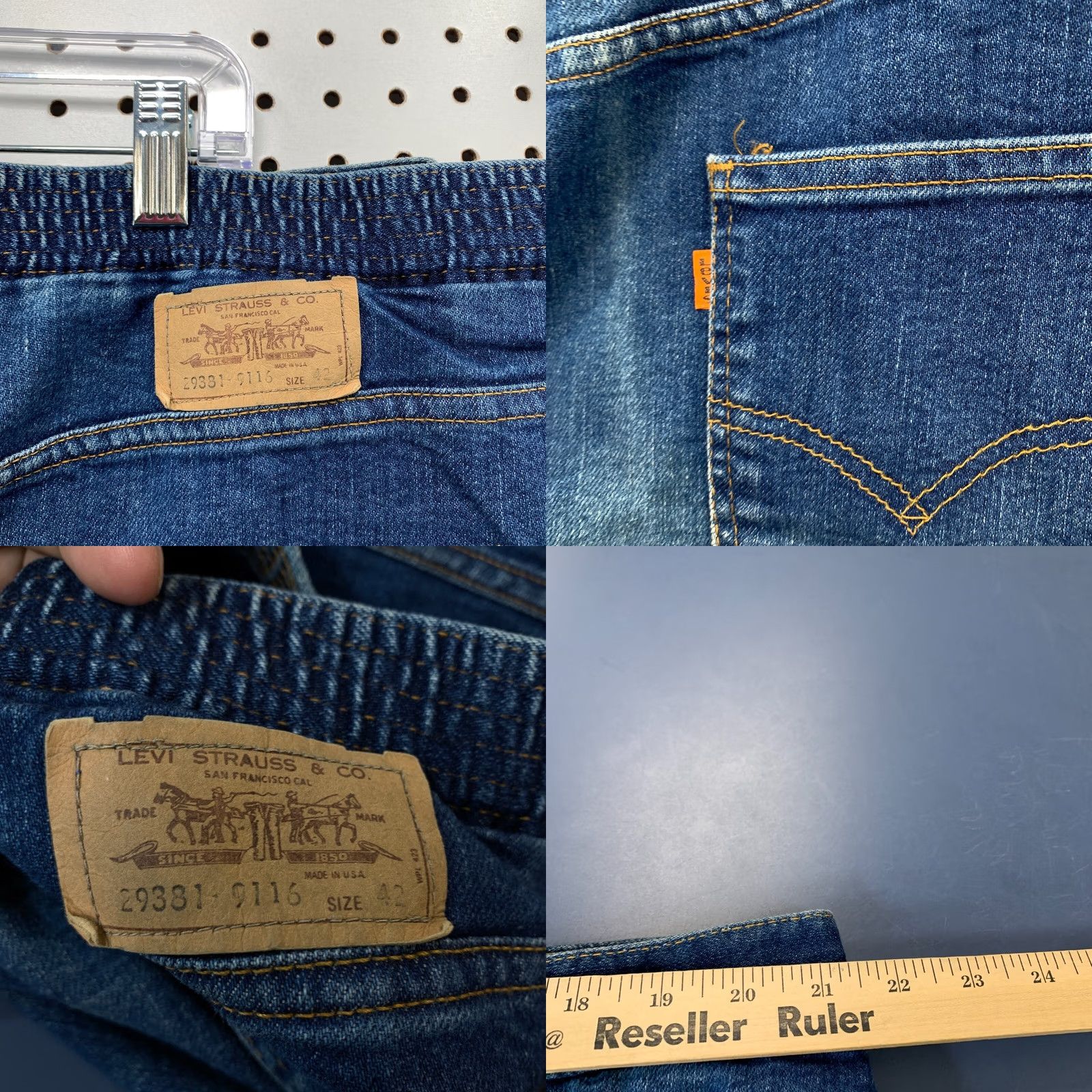 Levi's VINTAGE Levi's Jeans Men 42x31.5 Blue Denim Elastic Waist Orange Tab 29381 9116 Straight Modern Keywords Size US 42 / EU 58 - 9 Thumbnail