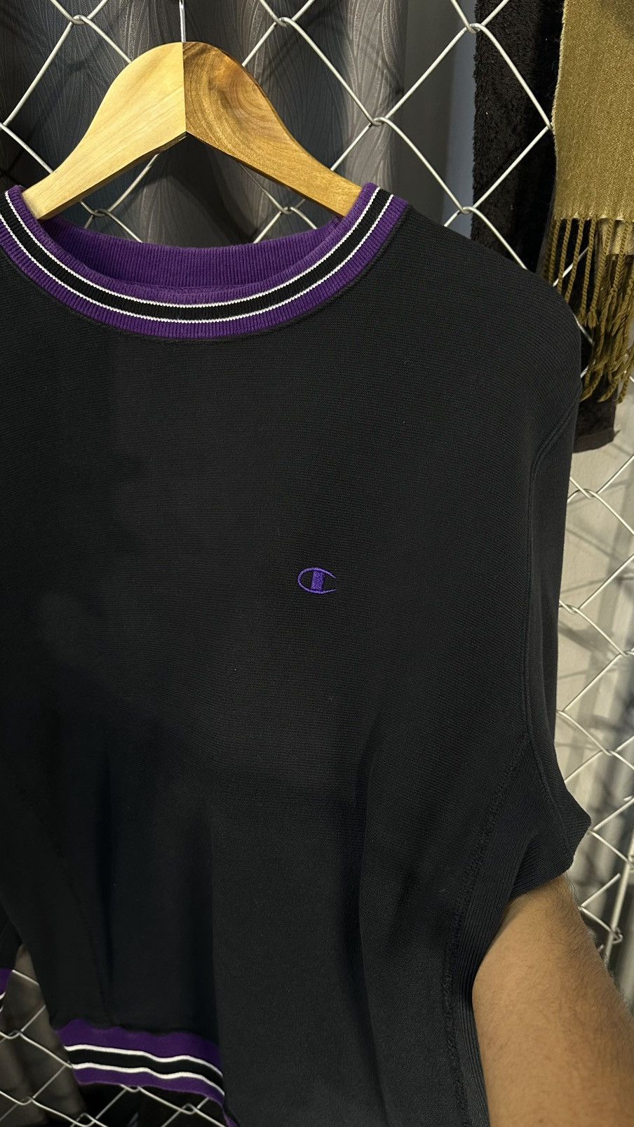 Champion VINTAGE REVERSE WEAVE CREWNECK SWEATSHIRT BLACK PURPLE WHITE Size US M / EU 48-50 / 2 - 5 Thumbnail
