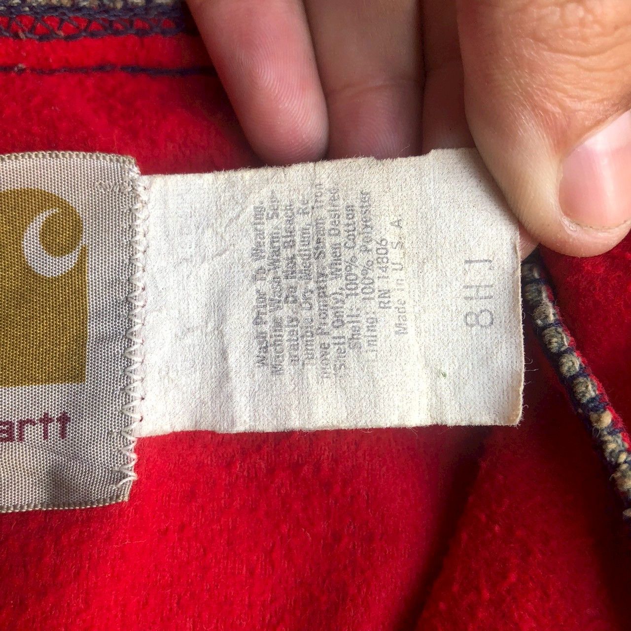 Carhartt Vintage 80s Carhartt Denim Hooded Jacket with Fleece Lining Size US S / EU 44-46 / 1 - 6 Thumbnail