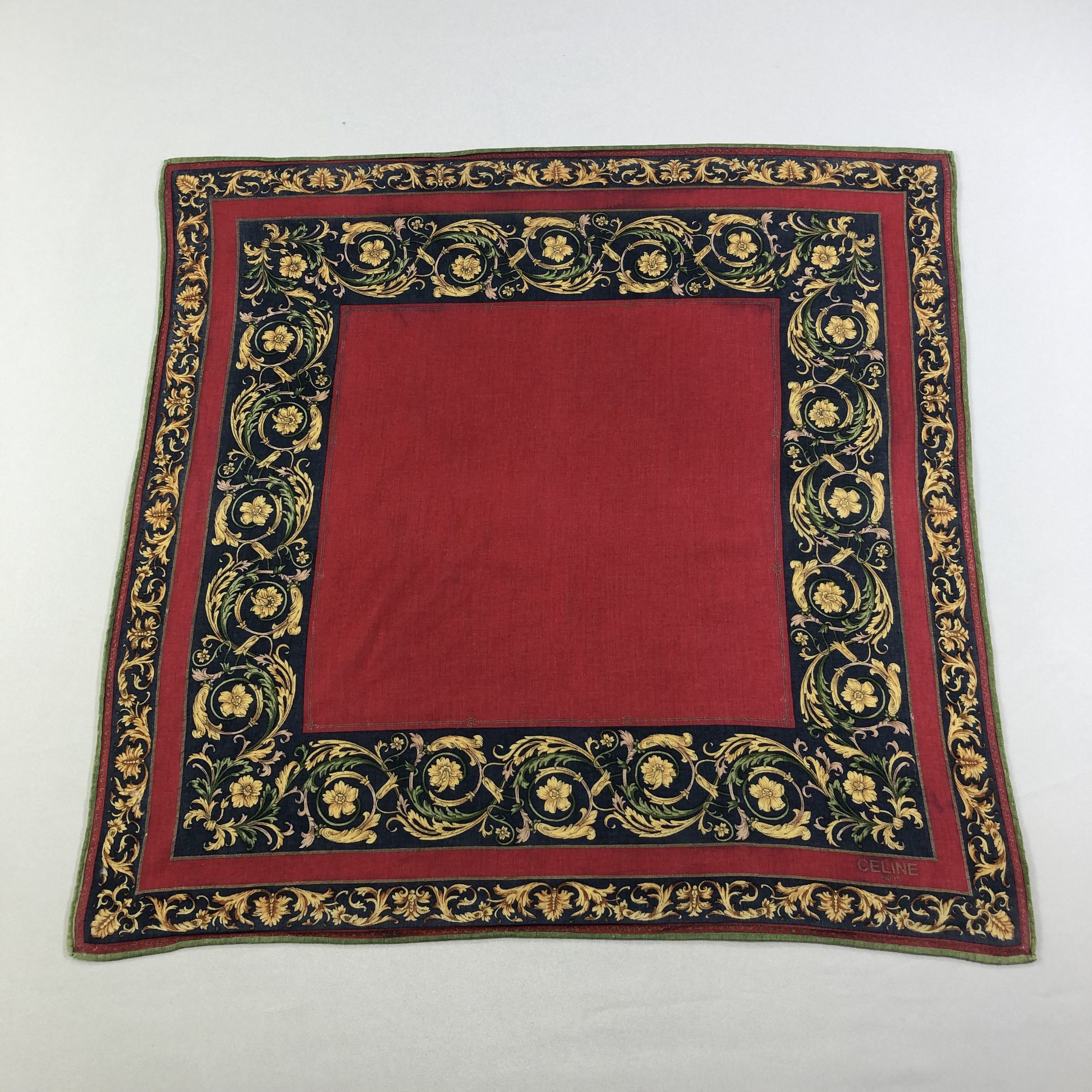 Celine × Vintage Celine Hand Rolled Handkerchief Neckerchief Bandana H1716 Size ONE SIZE - 2 Thumbnail